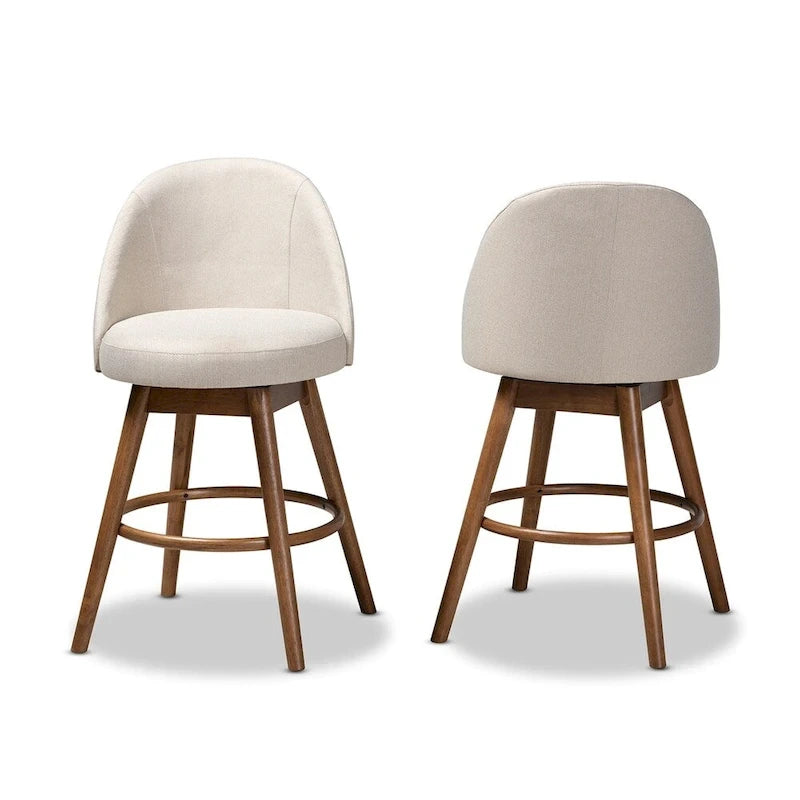 Mid-Century Modern Swivel 2-Piece Counter Stool Set