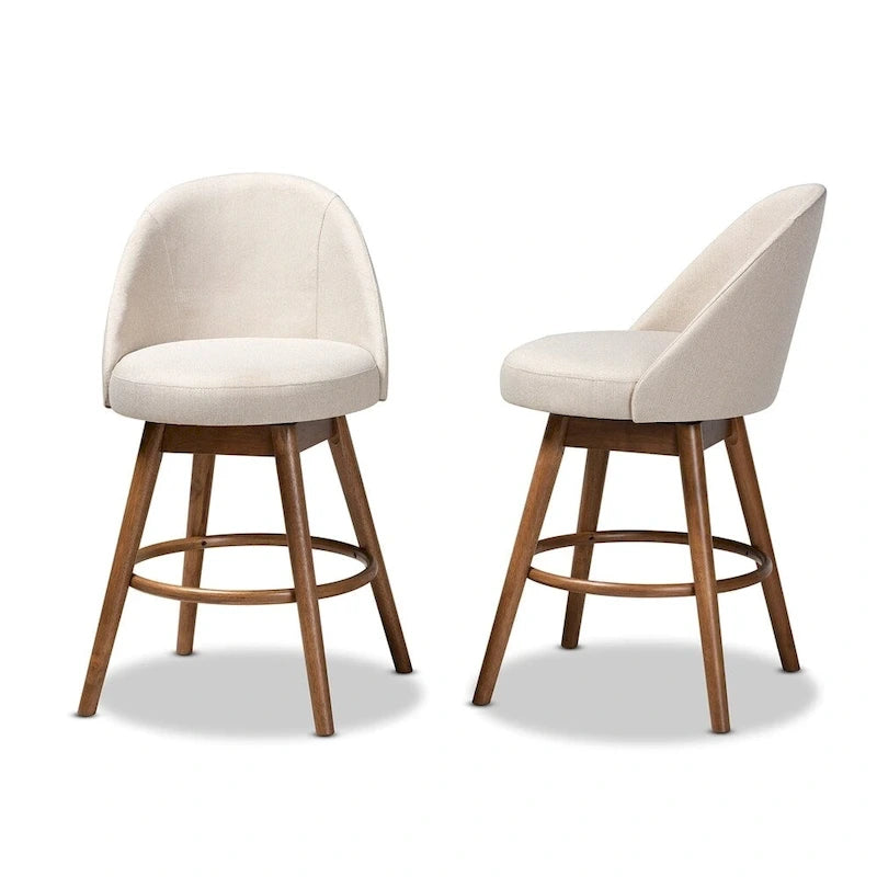 Mid-Century Modern Swivel 2-Piece Counter Stool Set