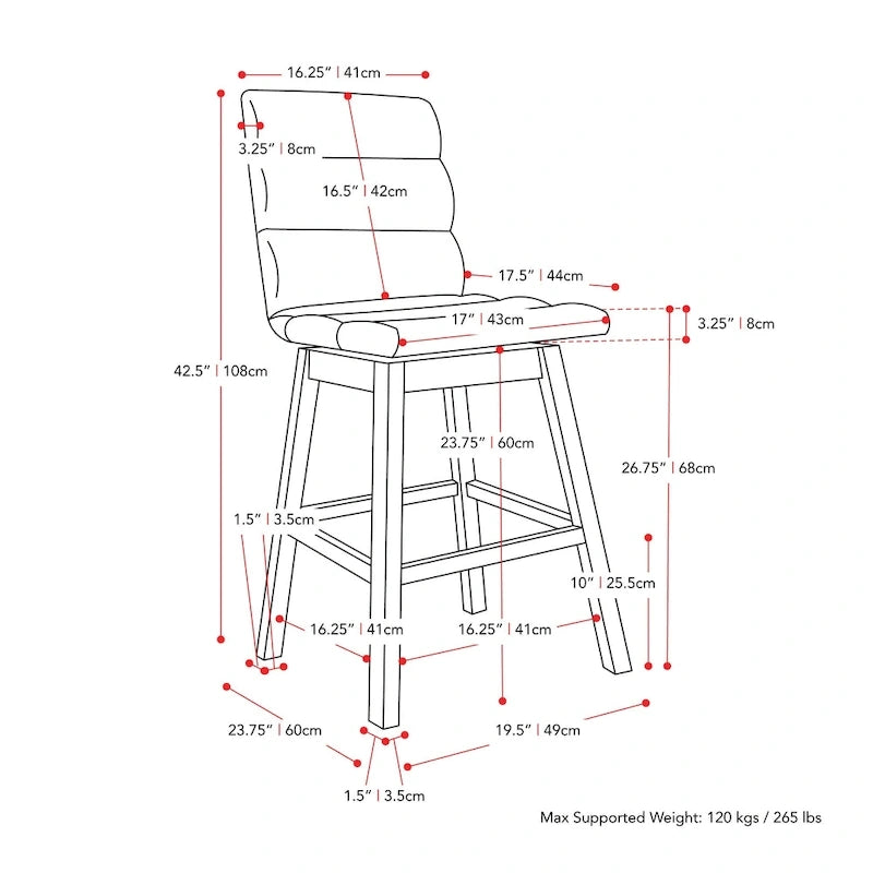 Lilibet Upholstered Counter Height Bar Stools, Set of 2