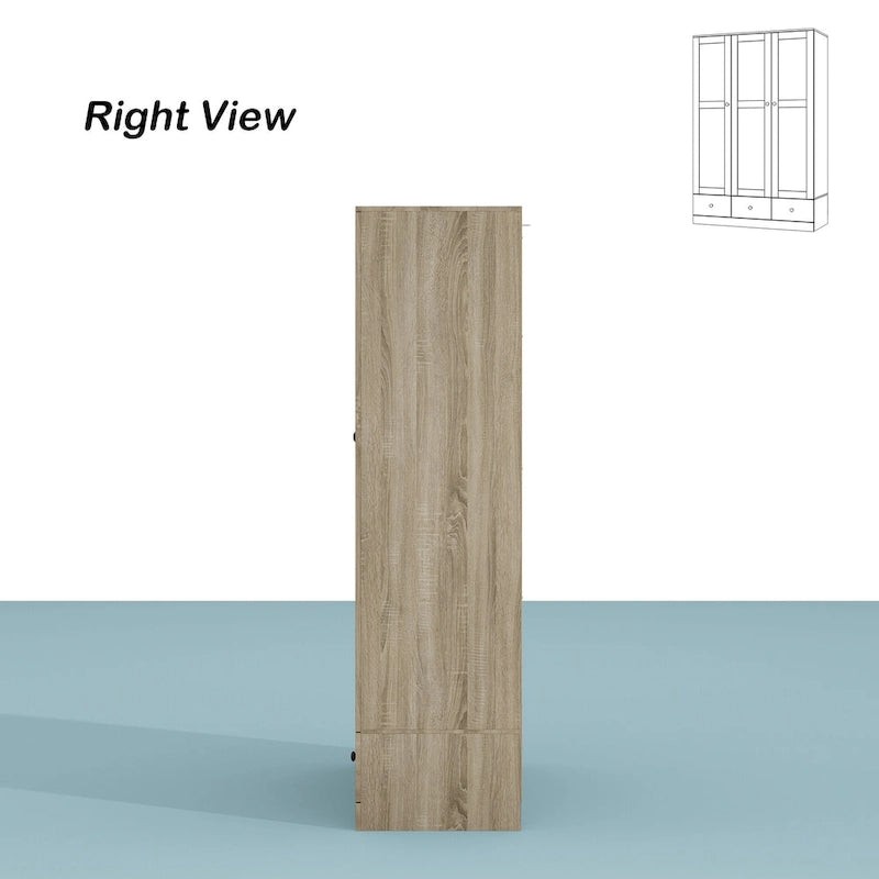 Natural Charm Wooden Armoire - Breathable Rattan Design Ample Storage