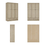 Natural Charm Wooden Armoire - Breathable Rattan Design Ample Storage