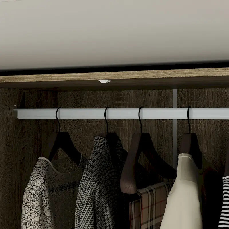 Natural Charm Wooden Armoire - Breathable Rattan Design Ample Storage