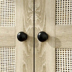 Natural Charm Wooden Armoire - Breathable Rattan Design Ample Storage