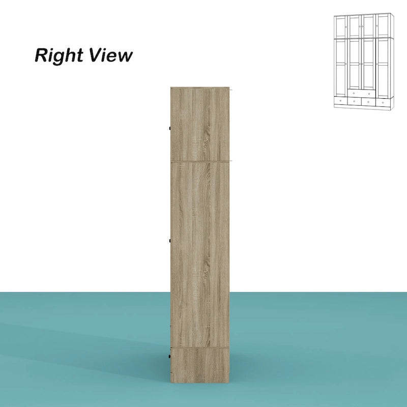 Natural Charm Wooden Armoire - Breathable Rattan Design Ample Storage