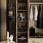 Natural Charm Wooden Armoire - Breathable Rattan Design Ample Storage