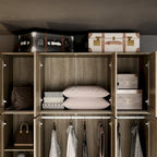 Natural Charm Wooden Armoire - Breathable Rattan Design Ample Storage