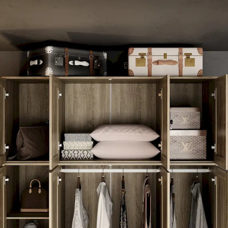 Natural Charm Wooden Armoire - Breathable Rattan Design Ample Storage