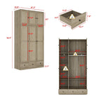 Natural Charm Wooden Armoire - Breathable Rattan Design Ample Storage