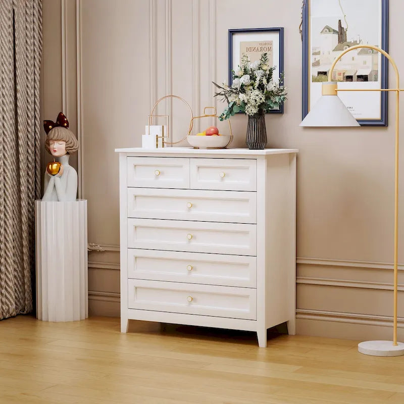 Solid Wood Spray-painted 6 Drawer Chest