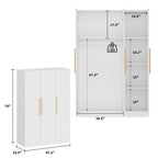 Large Wardrobe Armoire Wooden Closet with 3 Doors for Bedroom Hanging