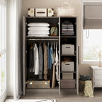 Large Wardrobe Armoire Wooden Closet with 3 Doors for Bedroom Hanging