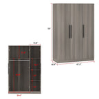 Large Wardrobe Armoire Wooden Closet with 3 Doors for Bedroom Hanging