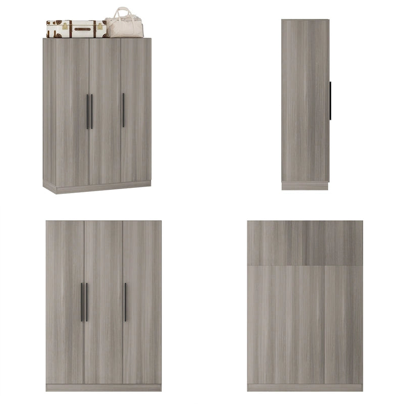 Large Wardrobe Armoire Wooden Closet with 3 Doors for Bedroom Hanging