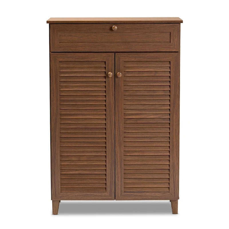 Contemporary 5-shelf/1-drawer Wood Shoe Storage Cabinet