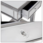 Mirrored Bedside Nightstand Glass Side V Table Silver with Drawer