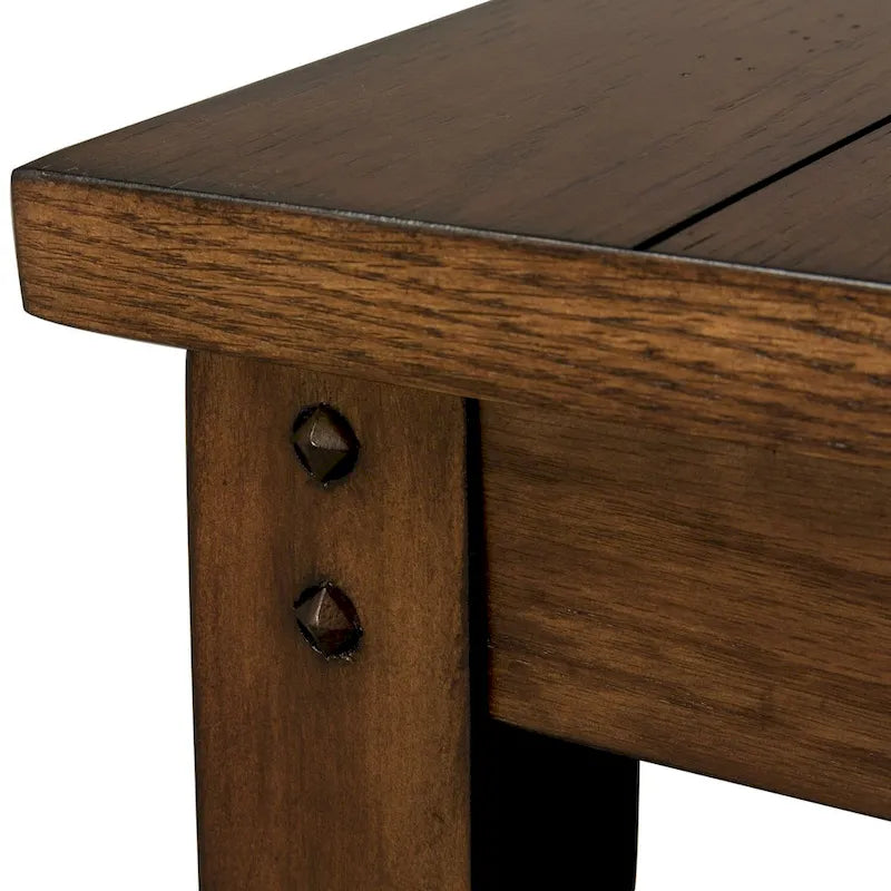 Lake House Rustic Brown Oak Tiered Table - W48 x D18 x H29