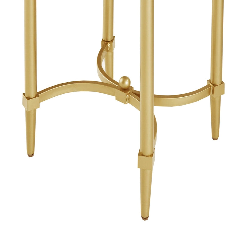 Madison Park Signature Bordeaux Gold-finished Metal Oval End Table With White Marble Tabletop