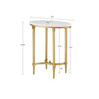 Madison Park Signature Bordeaux Gold-finished Metal Oval End Table With White Marble Tabletop