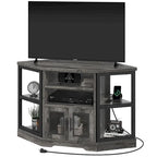 Moasis Farmhouse Corner TV Stand for TVs up to 55  Wood TV Media Console Entertainment Center