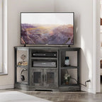 Moasis Farmhouse Corner TV Stand for TVs up to 55  Wood TV Media Console Entertainment Center