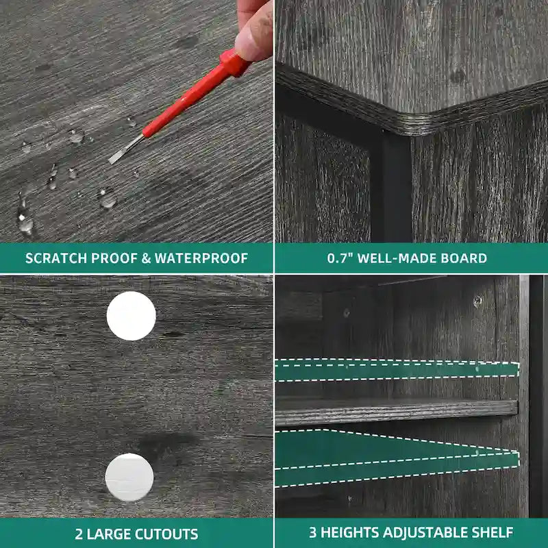 Moasis Farmhouse Corner TV Stand for TVs up to 55  Wood TV Media Console Entertainment Center