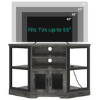 Moasis Farmhouse Corner TV Stand for TVs up to 55  Wood TV Media Console Entertainment Center