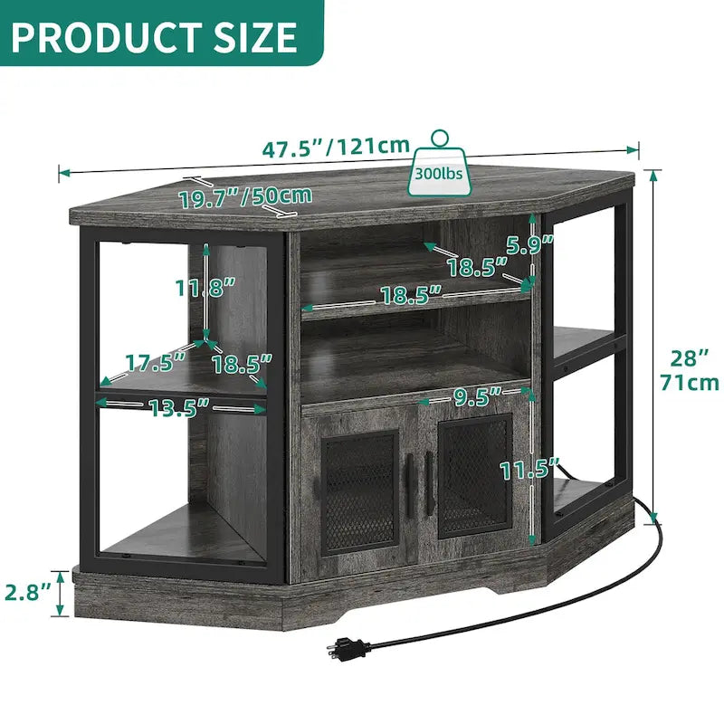 Moasis Farmhouse Corner TV Stand for TVs up to 55  Wood TV Media Console Entertainment Center