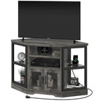 Moasis Farmhouse Corner TV Stand for TVs up to 55  Wood TV Media Console Entertainment Center