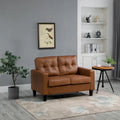 HOMCOM 51  Wide Double Sofa with Armrest, 2-Seater Tufted PU Leather and Pocket Spring Sponge Padded Cushion, Brown