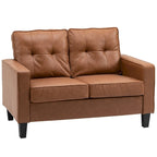 HOMCOM 51  Wide Double Sofa with Armrest, 2-Seater Tufted PU Leather and Pocket Spring Sponge Padded Cushion, Brown