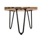 Sawyer 22 in. Round Reclaimed Wood Accent End Table with Black Hairpin Metal Legs