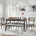 Lifestorey Whitney 6-piece Cane Dining Set with Bench
