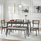 Lifestorey Whitney 6-piece Cane Dining Set with Bench