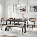 Lifestorey Whitney 6-piece Cane Dining Set with Bench