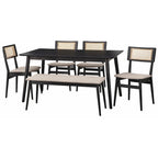 Lifestorey Whitney 6-piece Cane Dining Set with Bench