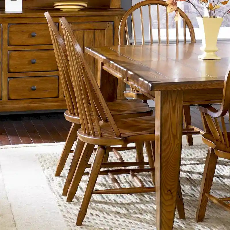 Treasures Rustic Oak Bow Back Dining Chair (Set of 2)