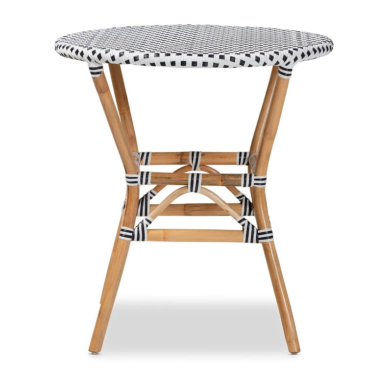 Tavor Classic French Black &White Weaving/ Natural Rattan Indoor and Outdoor Dining Table