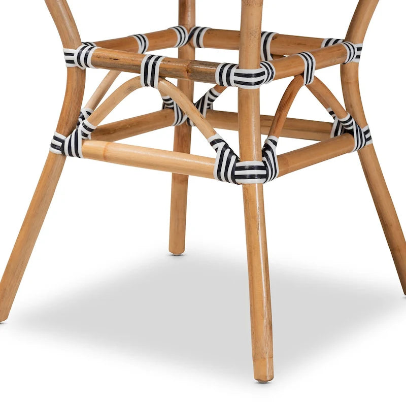 Tavor Classic French Black &White Weaving/ Natural Rattan Indoor and Outdoor Dining Table