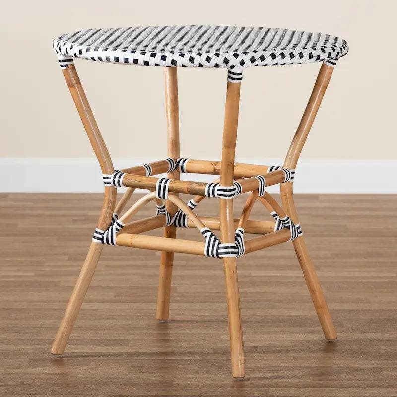 Tavor Classic French Black &White Weaving/ Natural Rattan Indoor and Outdoor Dining Table