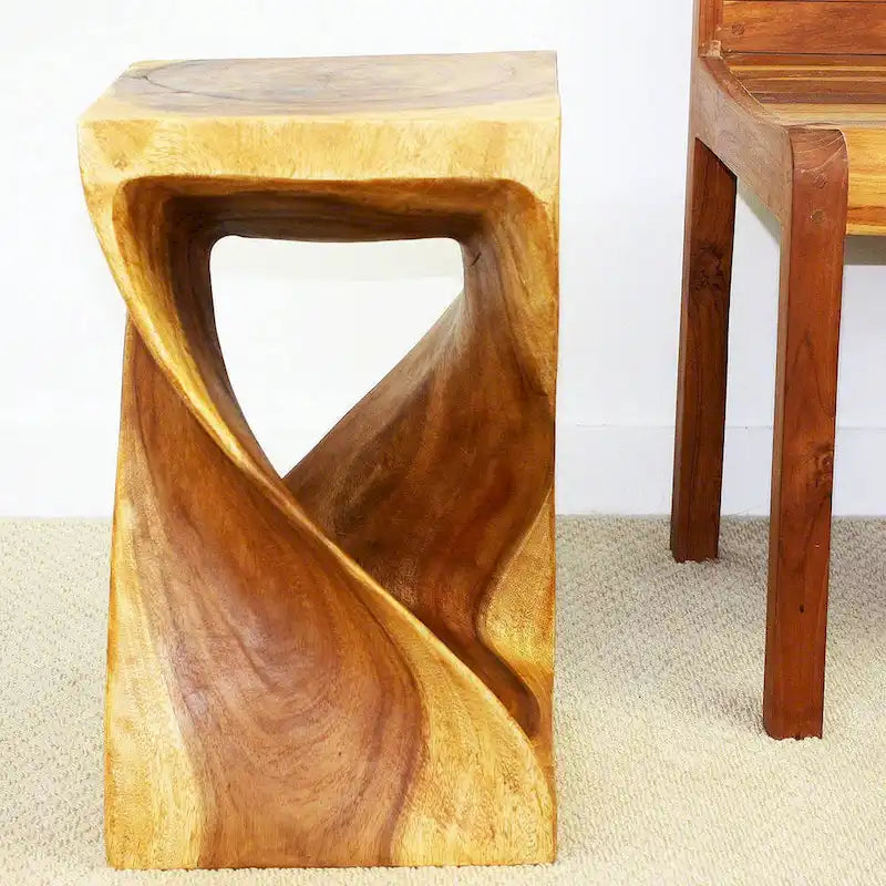 Haussmann Original Wood Twist Stool 12 X 12 X 20 In High Oak Oil - 12 x 12 x 20