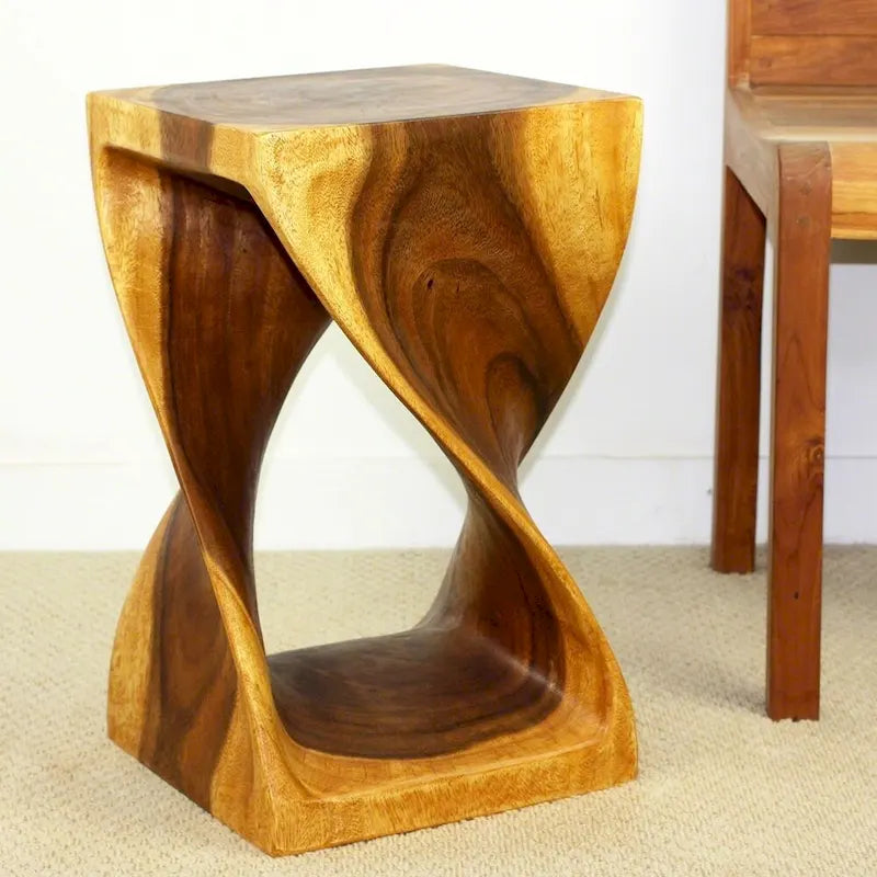 Haussmann Original Wood Twist Stool 12 X 12 X 20 In High Oak Oil - 12 x 12 x 20