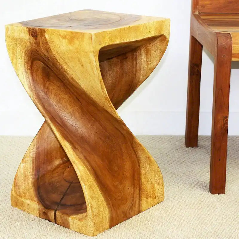 Haussmann Original Wood Twist Stool 12 X 12 X 20 In High Oak Oil - 12 x 12 x 20