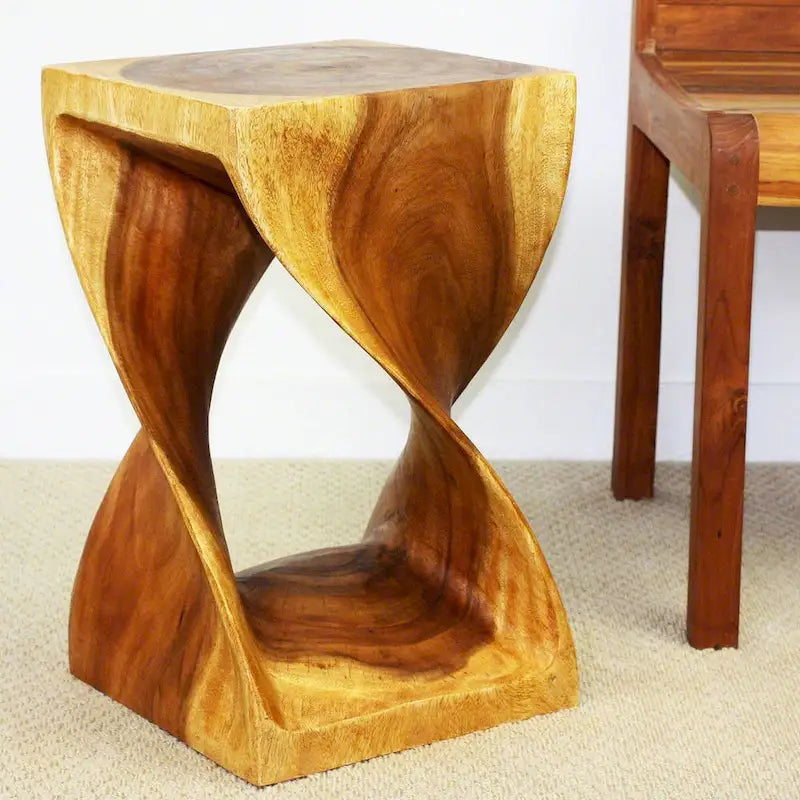 Haussmann Original Wood Twist Stool 12 X 12 X 20 In High Oak Oil - 12 x 12 x 20