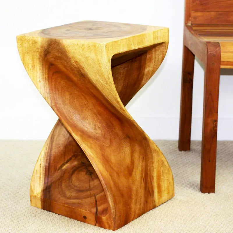 Haussmann Original Wood Twist Stool 12 X 12 X 20 In High Oak Oil - 12 x 12 x 20