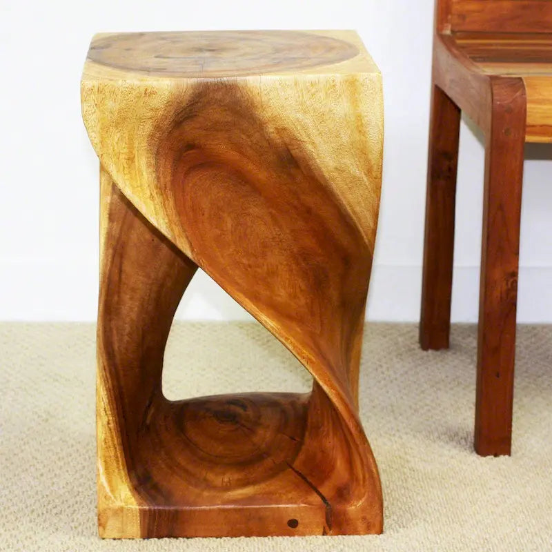 Haussmann Original Wood Twist Stool 12 X 12 X 20 In High Oak Oil - 12 x 12 x 20
