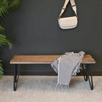 Roundhill Furniture Aryven Industrial Wood Dining Bench, Rustic Dark Pine Finish