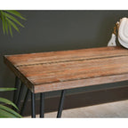 Roundhill Furniture Aryven Industrial Wood Dining Bench, Rustic Dark Pine Finish