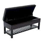 Porch & Den Westfield Brown Faux Leather Tufted Shoe Rack Ottoman Storage Bench