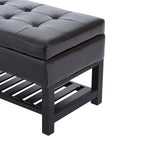 Porch & Den Westfield Brown Faux Leather Tufted Shoe Rack Ottoman Storage Bench