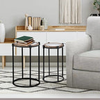 Carbon Loft Satine Metal and Glass Round Accent Side Table (Set of 2)